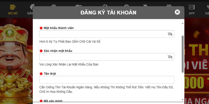 Các bước mở tài khoản thành viên Hubet88